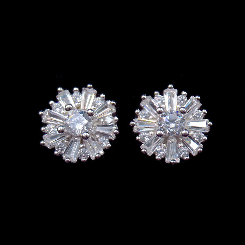 Anniversary Small 925 Silver Earrings With Five Pointed Flower Shape