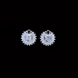 Simple Cubic Zirconia Stud Earrings One Main Stone 925 Silver Jewelry For Ladies