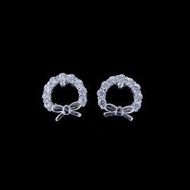 Simple Cubic Zirconia Stud Earrings One Main Stone 925 Silver Jewelry For Ladies